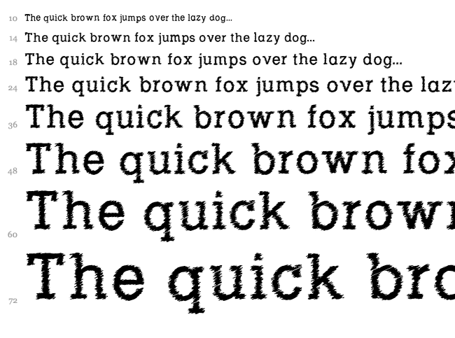 Rowdy Typemachine font waterfall